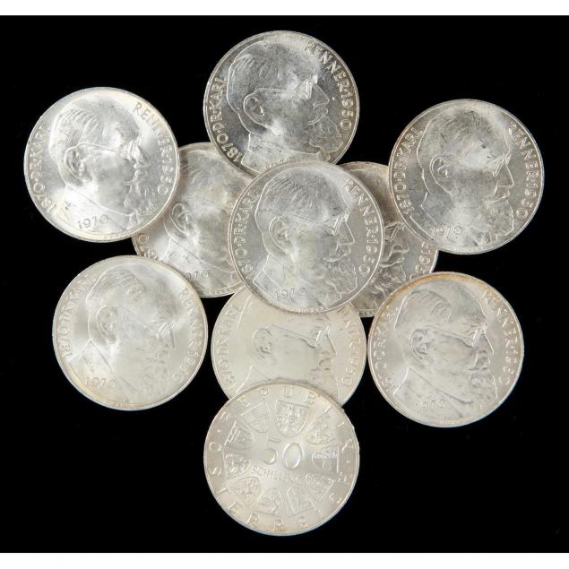 austria-ten-1970-50-schilling-silver-coins