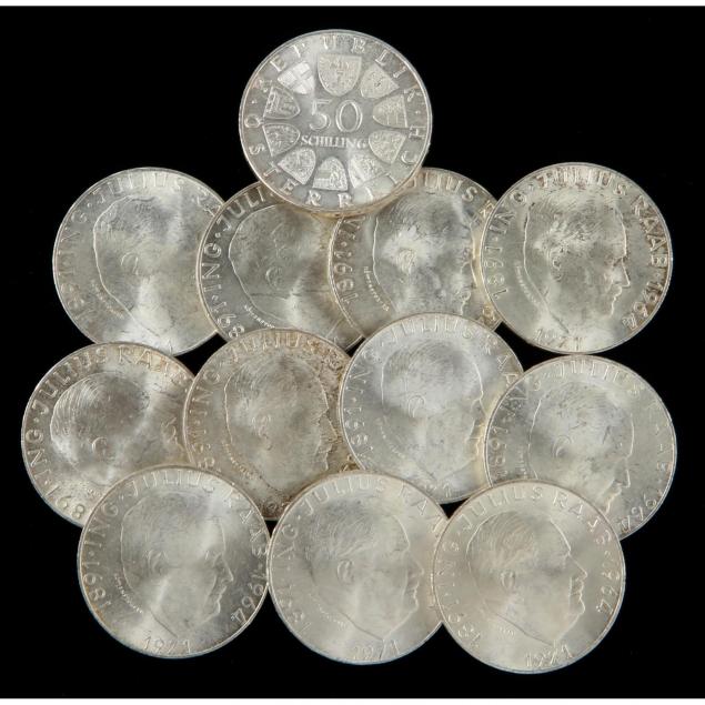 austria-twelve-1971-50-schilling-silver-coins