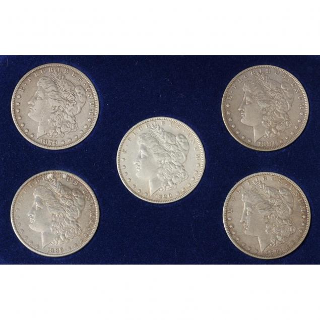five-circulated-morgan-silver-dollars