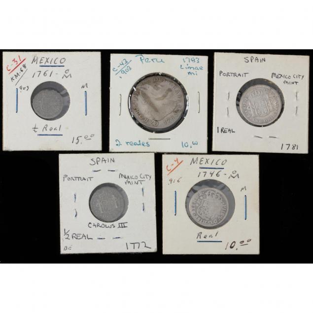 five-spanish-colonial-milled-fractional-silver-coins