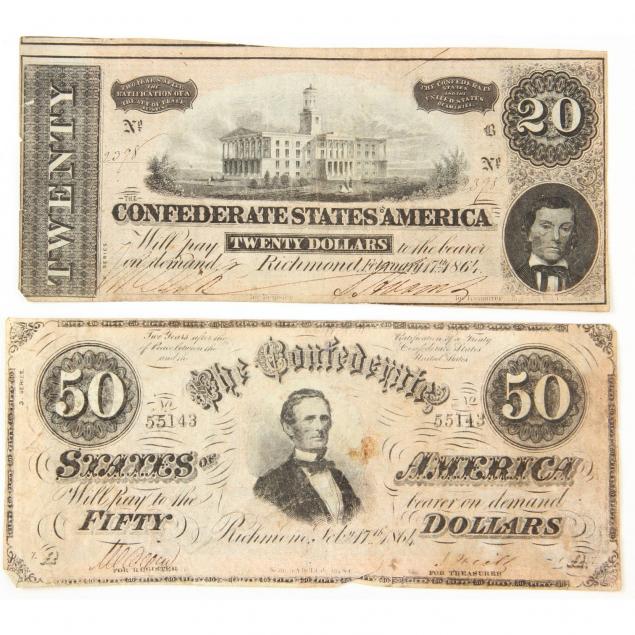 confederate-50-note-t-66-and-20-note-t-67