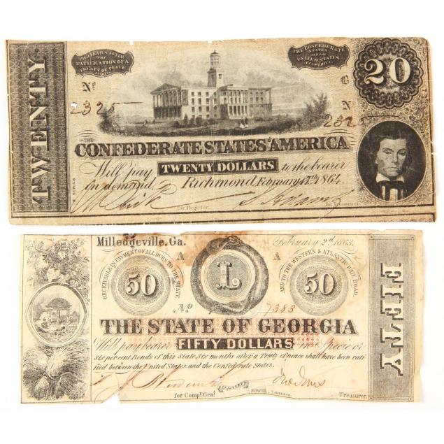 confederate-20-note-t-67-and-georgia-50