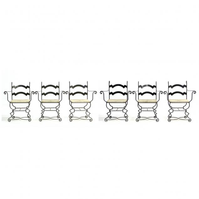 set-of-six-iron-patio-bistro-arm-chairs