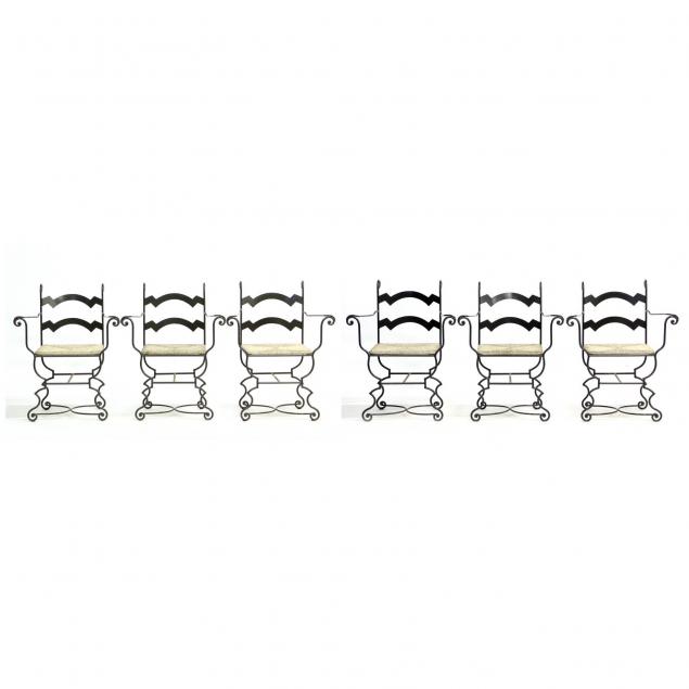set-of-six-iron-patio-bistro-arm-chairs