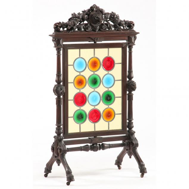 black-forest-carved-and-stained-glass-fire-screen