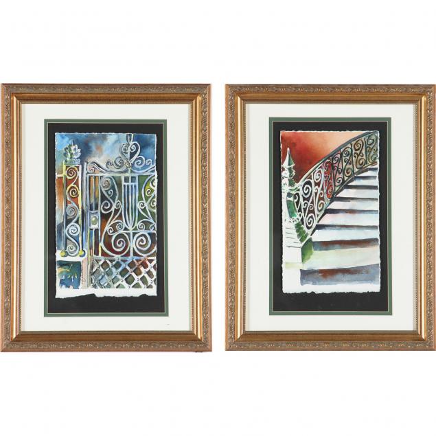 tug-mathisen-charleston-20th-century-pair-of-architectural-watercolors