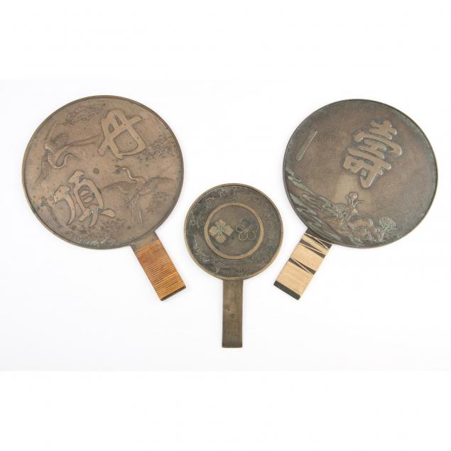 group-of-three-japanese-bronze-mirrors