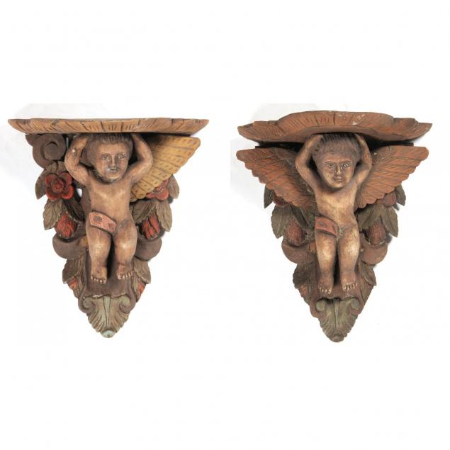 pair-of-carved-cherub-wall-brackets
