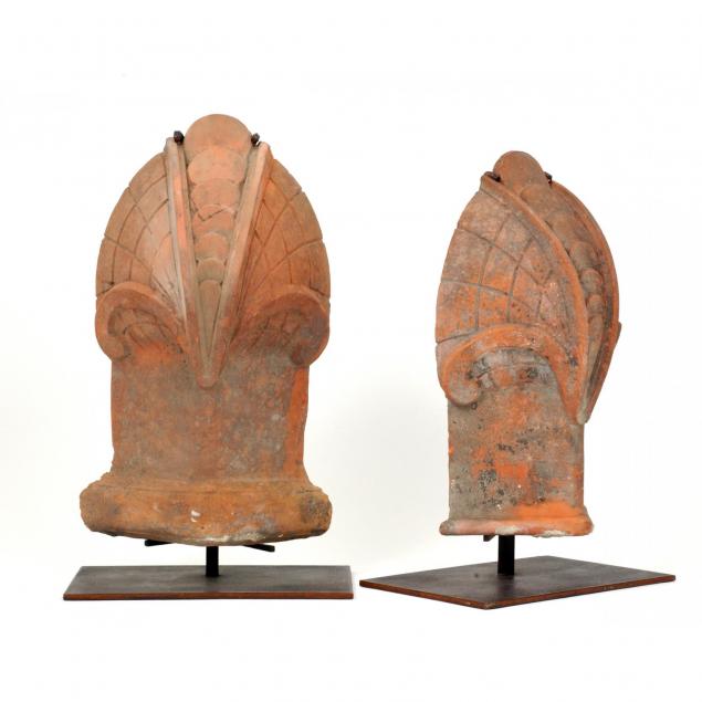 pair-of-continental-architectural-terracotta-tiles-on-stands