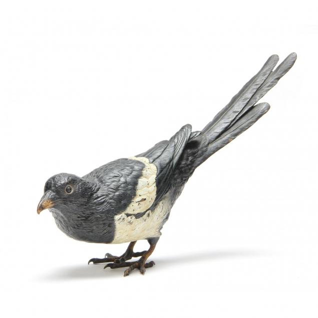 a-large-bergman-cold-painted-bronze-model-of-a-magpie