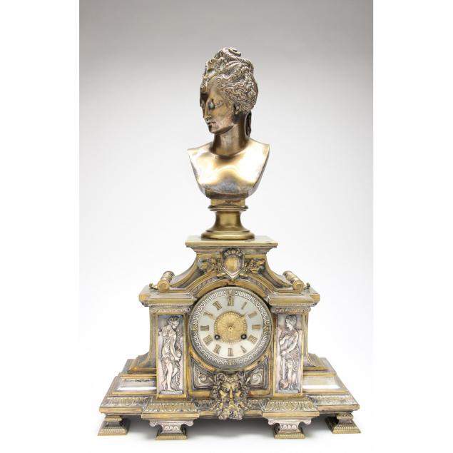 renaissance-revival-silvered-brass-mantel-clock