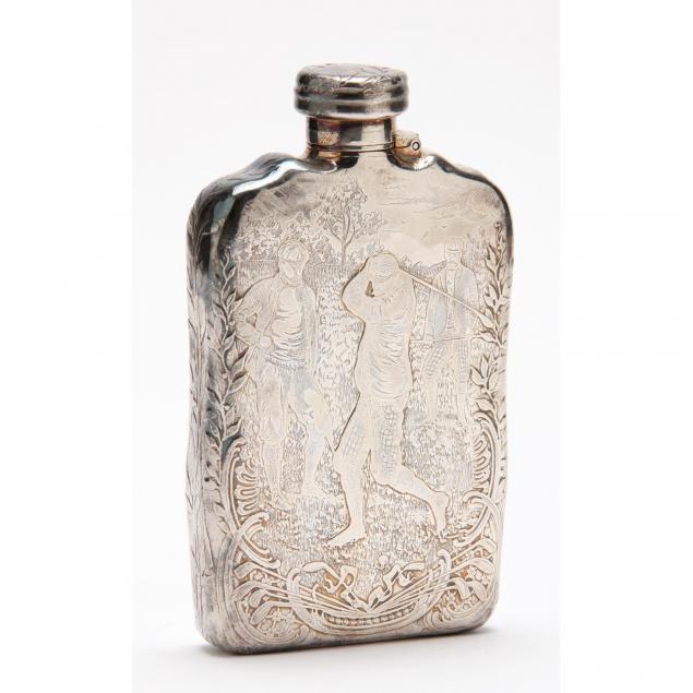 antique-tiffany-co-sterling-silver-flask-with-golfing-motif