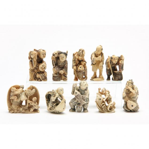 group-of-ten-fisherman-netsuke