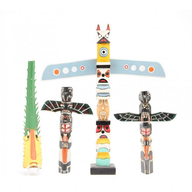 four-native-american-miniature-totems