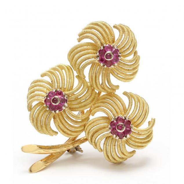 18kt-gold-and-ruby-brooch-signed