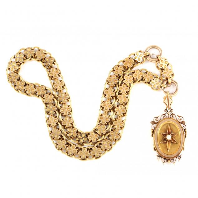 victorian-gold-necklace-with-a-locket