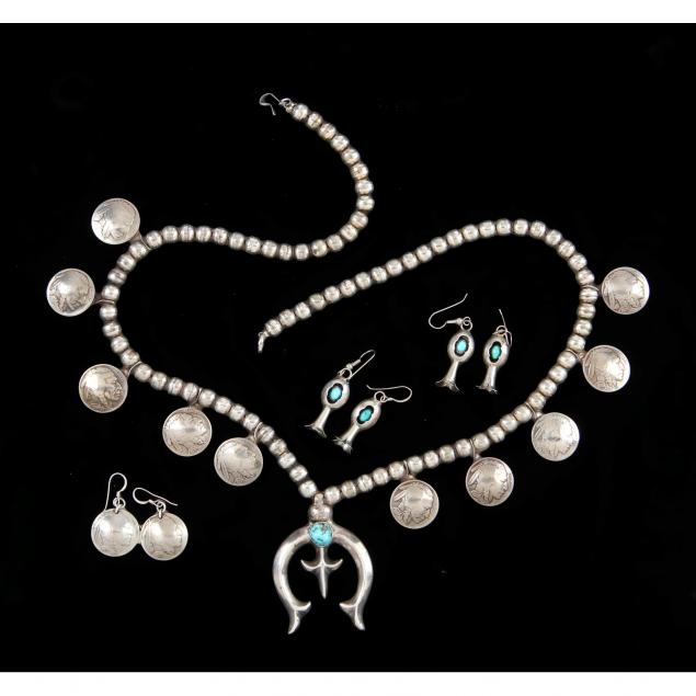 native-american-necklace-and-three-pairs-of-earrings