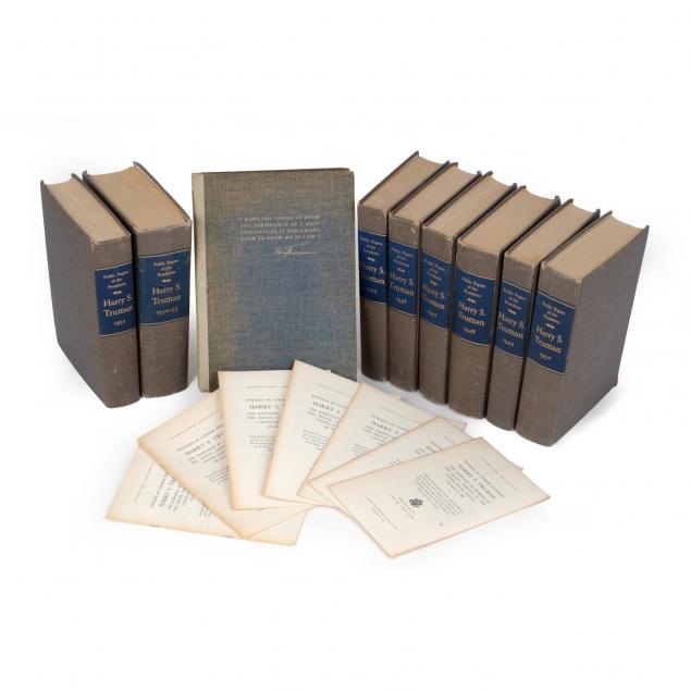eight-volumes-of-harry-truman-s-presidential-papers-six-books-inscribed