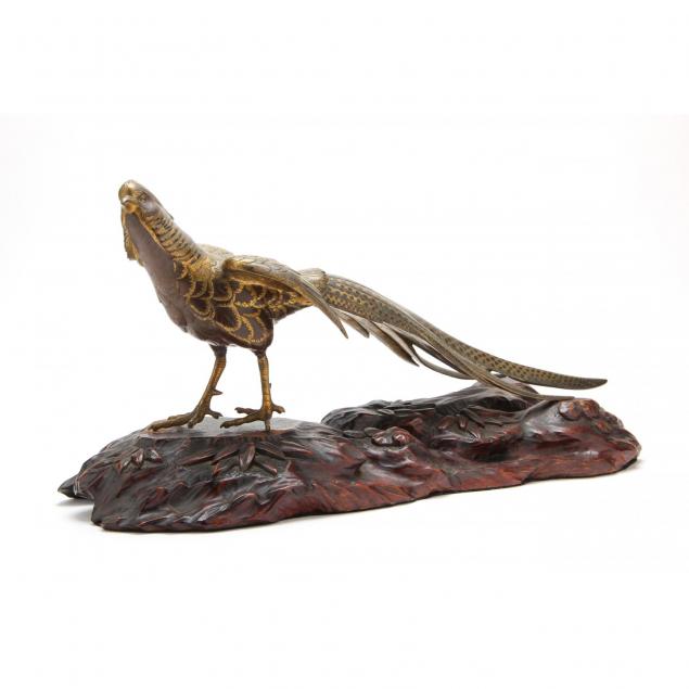 japanese-bronze-figure-of-a-pheasant