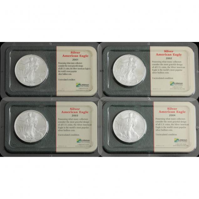 four-uncirculated-american-silver-eagle-coins