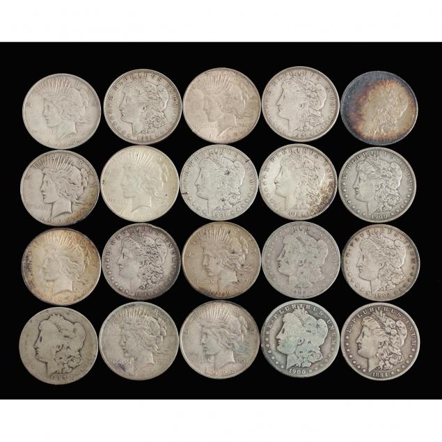 mixed-roll-of-20-circulated-morgan-and-peace-dollars