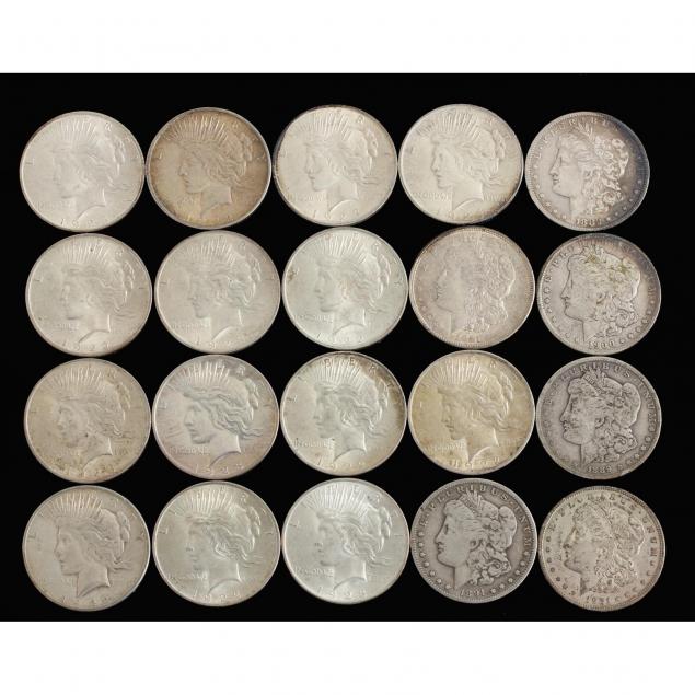 mixed-roll-of-20-morgan-and-peace-dollars