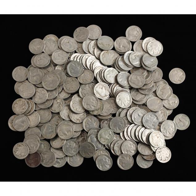 nearly-250-circulated-buffalo-nickels