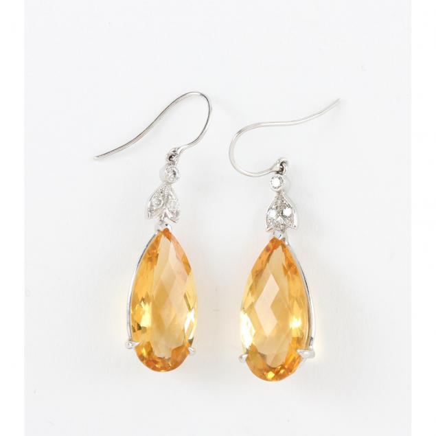 14kt-white-gold-citrine-and-diamond-pendant-earrings