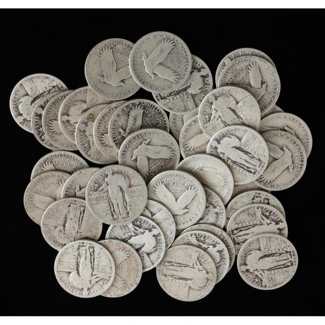 mixed-date-mint-roll-of-circulated-standing-liberty-quarters