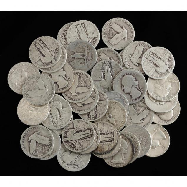 mixed-roll-of-standing-liberty-and-pre-1965-washington-quarters