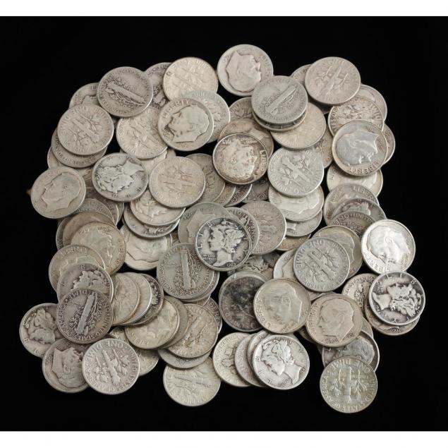 100-mixed-mercury-and-pre-1965-silver-roosevelt-dimes