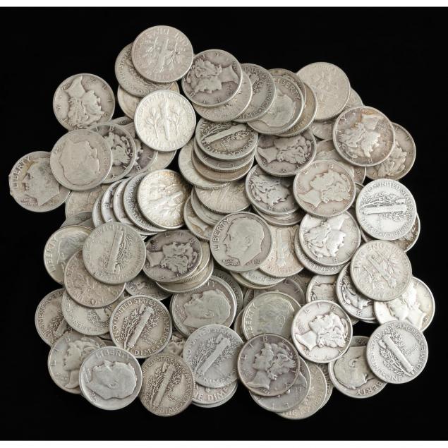 100-mixed-mercury-and-pre-1965-silver-roosevelt-dimes