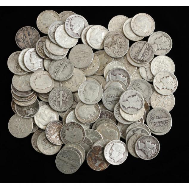 100-mixed-mercury-and-pre-1965-silver-roosevelt-dimes