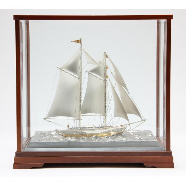 a-japanese-fine-silver-model-of-a-schooner