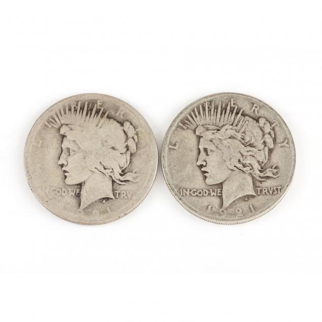 two-scarce-1921-peace-silver-dollars