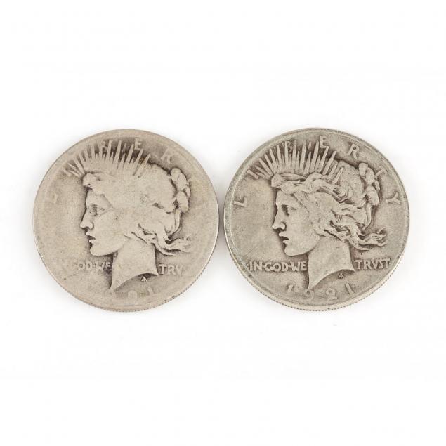 two-scarce-1921-peace-silver-dollars