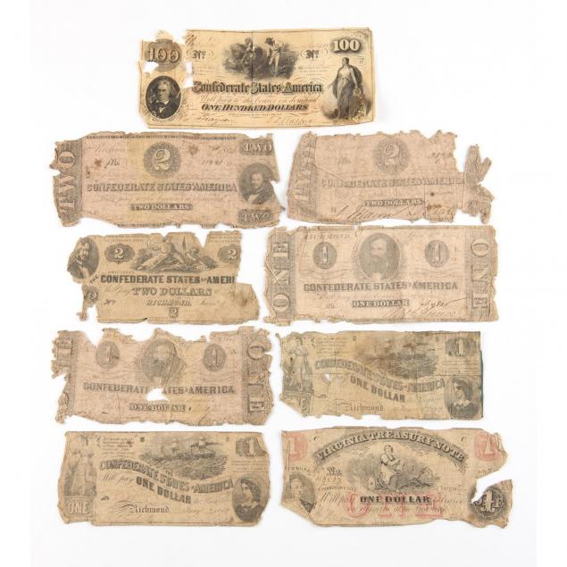 nine-poor-condition-confederate-notes