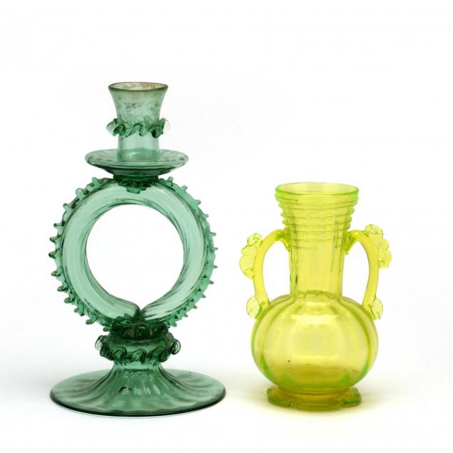 venetian-glass-candlestick-and-vase