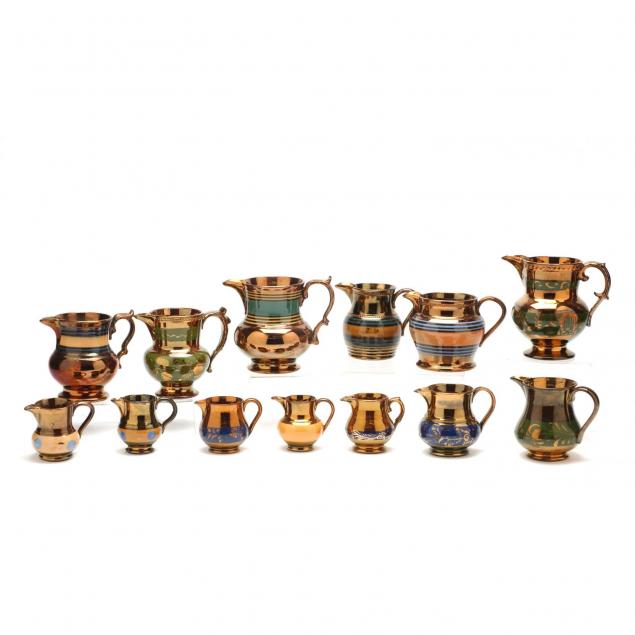 13-antique-small-and-miniature-copper-lusterware-pitchers