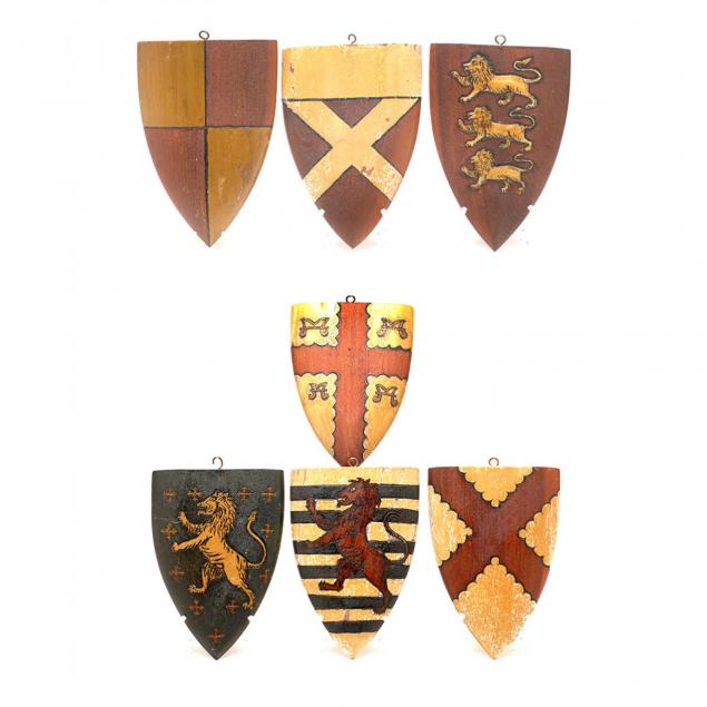 seven-antique-heraldic-shield-wall-plaques