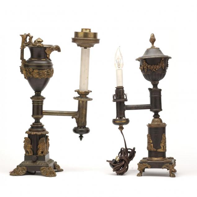 two-similar-antique-argand-lamps