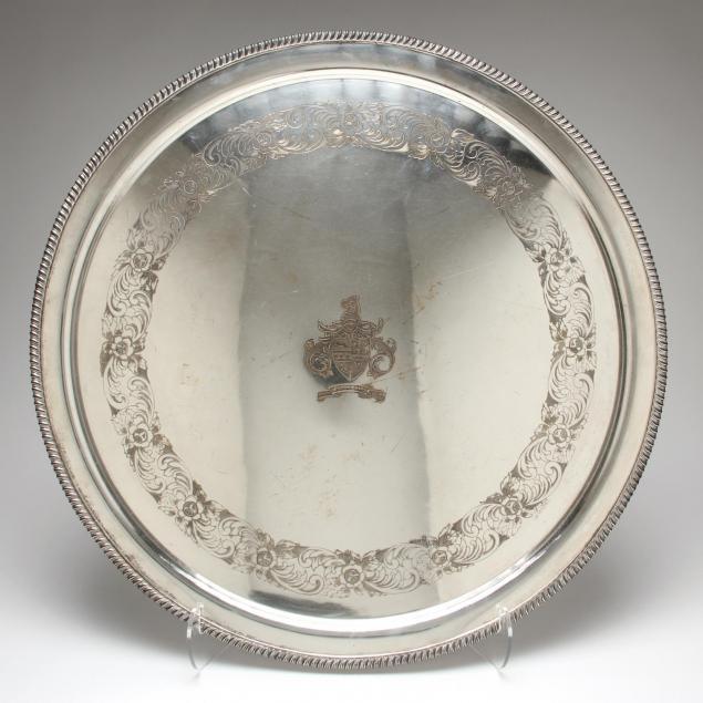 large-english-silverplate-armorial-engraved-platter