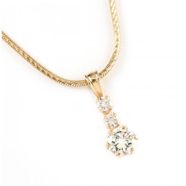 14kt-three-stone-diamond-pendant-necklace