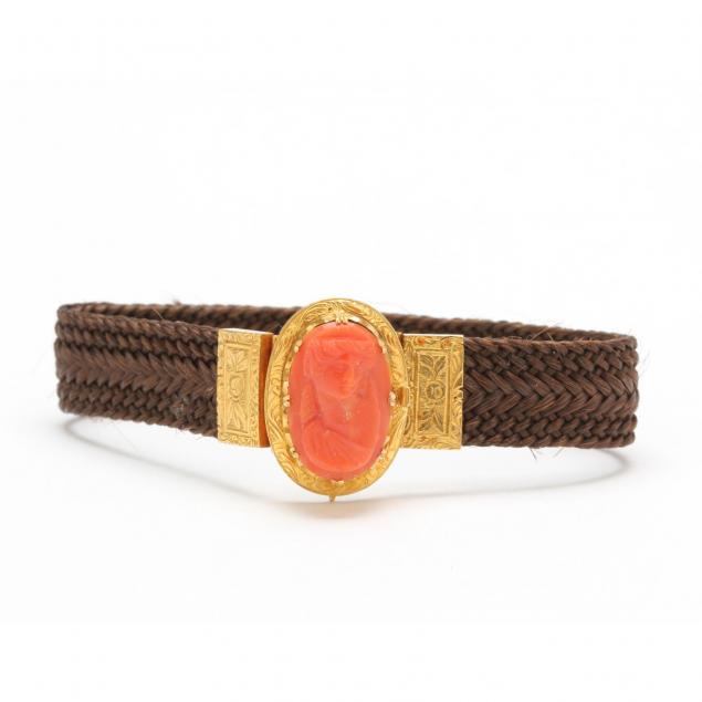 antique-18kt-gold-coral-and-hair-bracelet-french