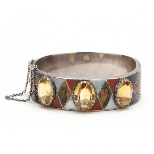 victorian-silver-citrine-and-agate-bracelet-scottish