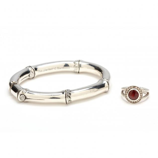 a-john-hardy-sterling-bracelet-and-a-sterling-and-gemset-ring-by-david-yurman