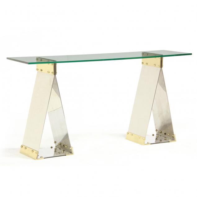 industrial-sawhorse-style-console-table