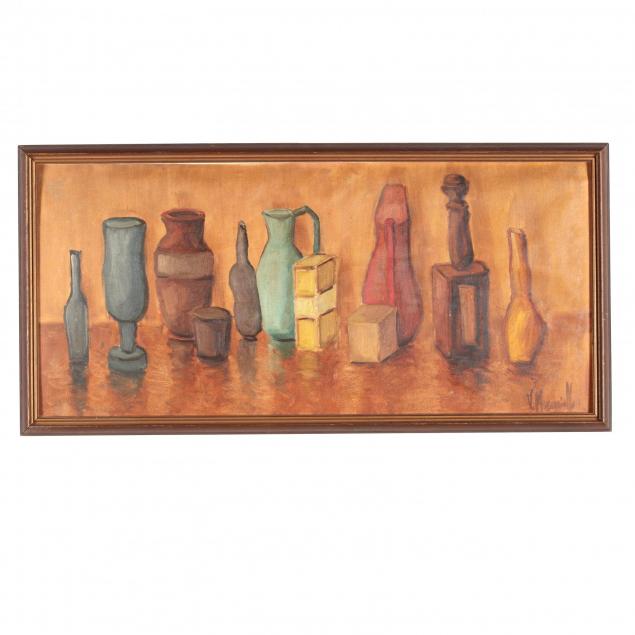 vittorio-muscariello-20th-century-still-life-with-bottles