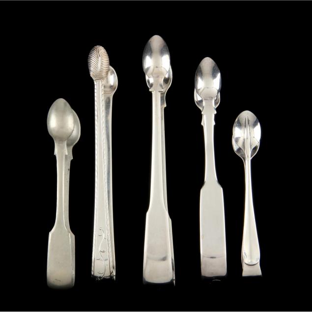 four-english-sterling-silver-sugar-tongs