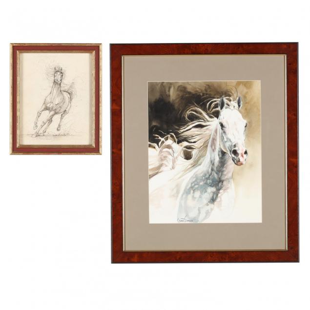 two-drawings-of-arabian-horses-susan-dorazio-and-mary-jay-costello